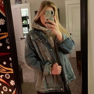 Oversized & Distressed Jean Jacket